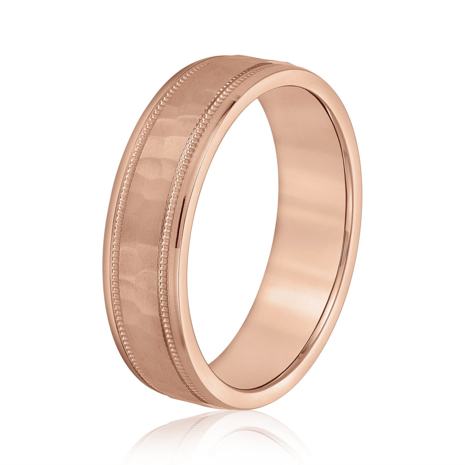 Men's Milgrain Hammered Finish Band-VIRABYANI
